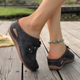 thumbnail image 3 of Breathable Wedge Clogs for Women Floral Embellishments Open Toe Mules Comfortable Soft Sole Platform Sandals Black Size 9.5, 3 of 8