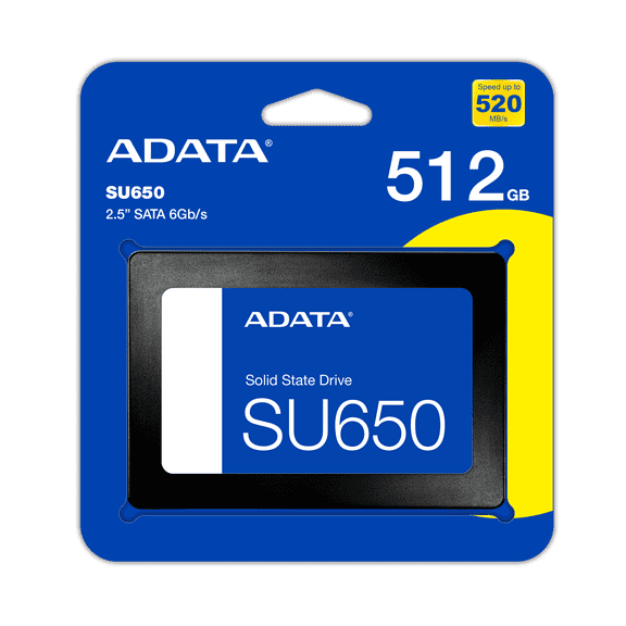 ADATA SU650 512GB Internal SSD 2.5” SATA III Solid State Drive, 3D NAND, Up to 520MB/s, Model ASU650SS-1TT-R
