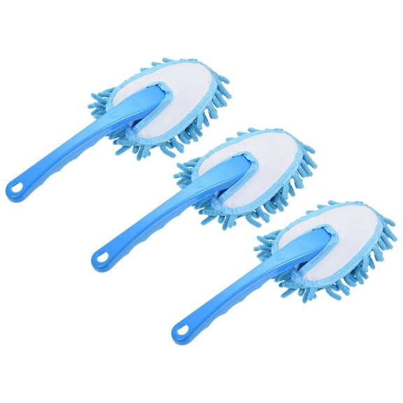 Uxcell Microfiber Chenille Duster Washable Cleaning Brush Dusting Tool Blue, 3 Count