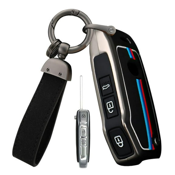 3-Button Car Key Cover Case Fit for Kia Seltos Forte Sportage Seltos K5 Soul Sorento Cerato Telluride Flip Folding Key Fob Metal Key Skin Silicone Key Glove