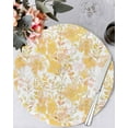 thumbnail image 2 of Round Placemats Set of 4 Watercolor Yellow Flower Place Mats Washable Woven Placemat Floral Plant Circle Braided Table Mat for Kitchen Dining Table Party Home Decor 15 Inch, 2 of 8