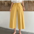 thumbnail image 5 of Edvintorg Womens Wide Leg Pants Casual Loose Yoga Sweatpants Fashion Trousers Womens Casual Solid Elastic Waist Pocket Loose Pants with Drawstring Yellow M, 5 of 7