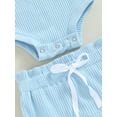 thumbnail image 5 of Newborn Baby Girl Summer Clothes Shorts Set Sleeveless Knit Romper Bodysuit Ruffled Shorts Headband 3Pcs Boho Outfit, 5 of 7