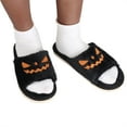 thumbnail image 5 of JeashCHAT Halloween Pumpkin Lantern Fuzzy Slippers Soft Plush Cozy Open Toe Slides Indoor Outdoor Slippers Memory Foam House Bedroom Slippers, 5 of 6