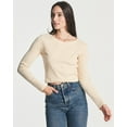 thumbnail image 2 of Real Essentials 4-Pack: Women's Long Sleeve Ribbed Knit Cotton Crew Neck Crop Top Shirt - (Available in Plus), 2 of 6