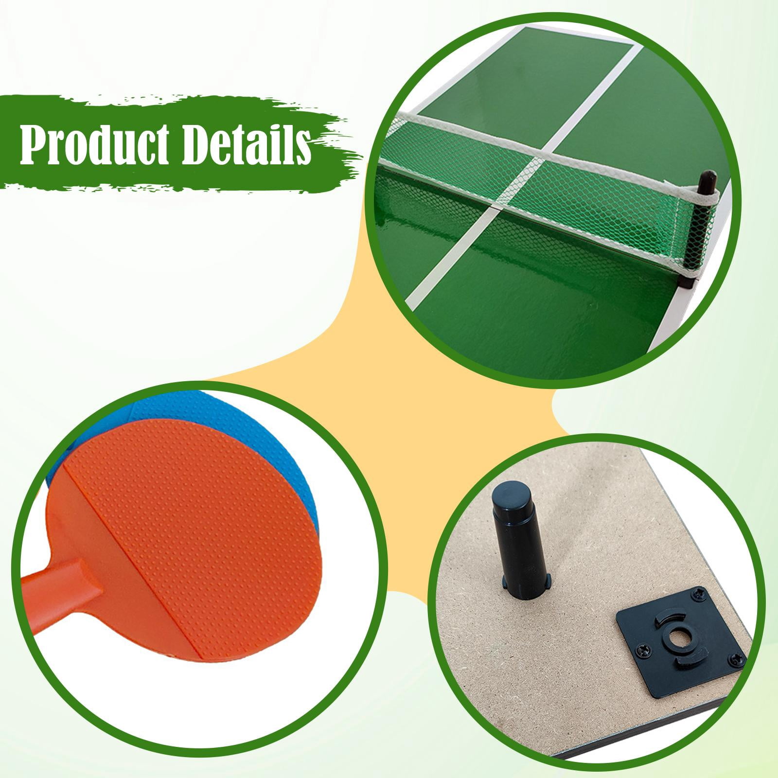 DimyFew Desktop Ping Pong Table 2 Paddles Portable Sports Compact with Net for Apartment