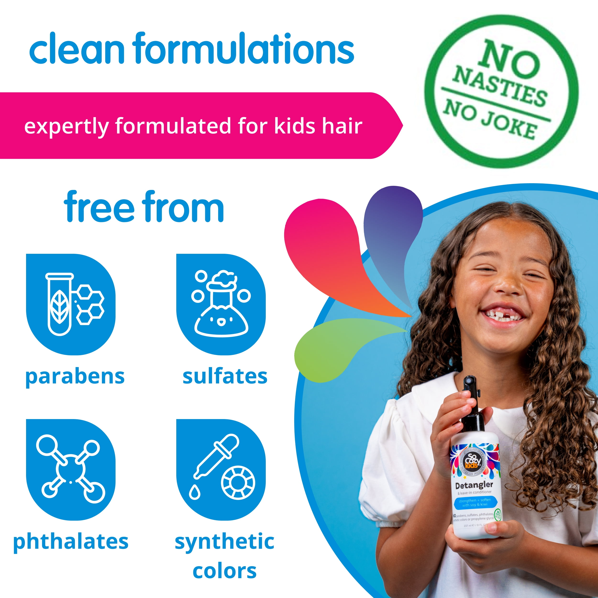 SoCozy Kid's Detangler & Leave-in Conditioner with Soy & Kiwi, for
