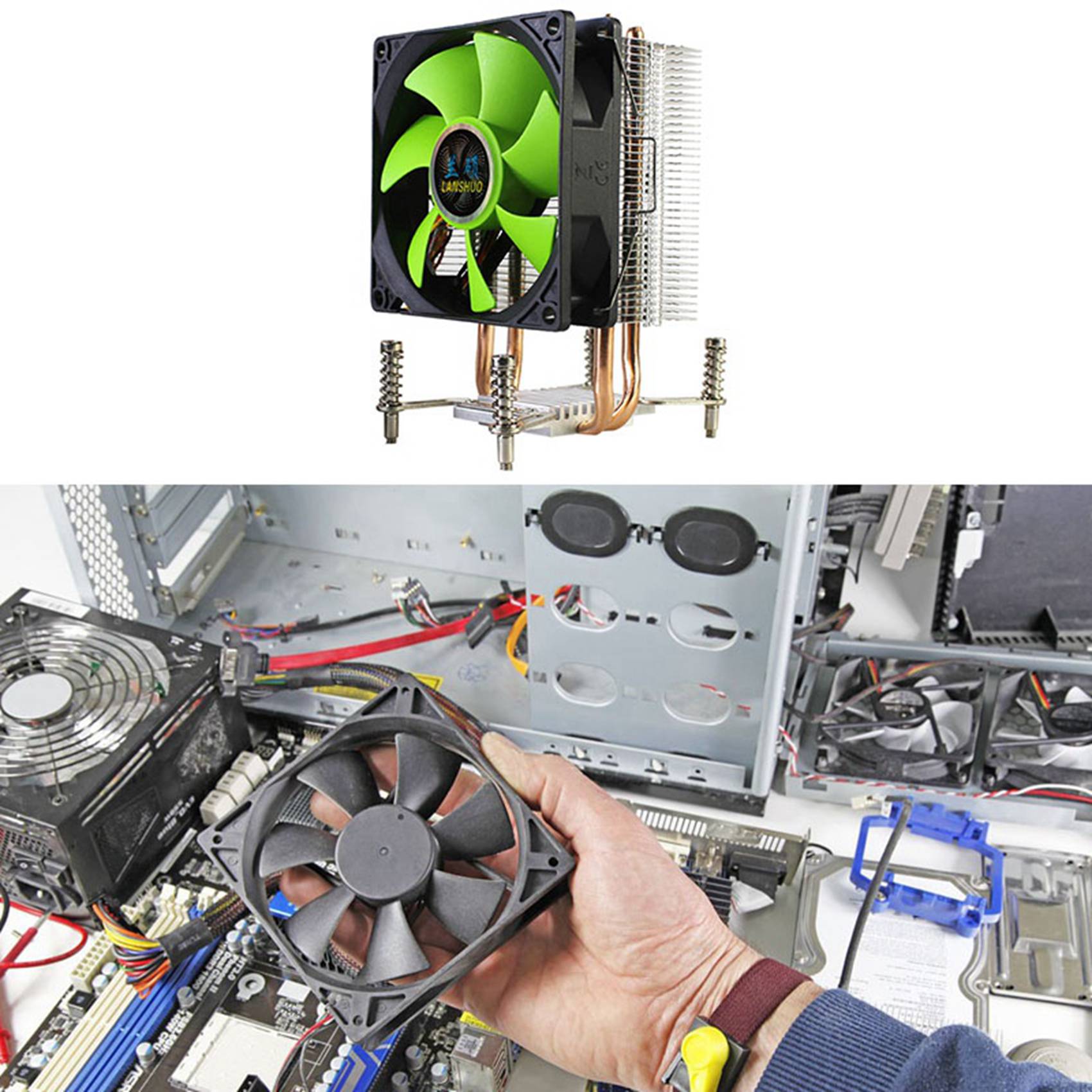 2X CPU Cooler 2 Heat Pipes Ultra Quiet Cooler Fan CPU Radiator for LGA 2011 X79 X99 X299 (3Pin Single Fan),2 x CPU Radiator,dark green