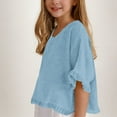 thumbnail image 7 of Juslio Girl Shirts Ruffle Round Neck Solid Kids Clothing Fashion Tops Casual, 7 of 7