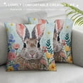thumbnail image 3 of PHYHOO Pillow Covers, Floral Rabbits Bunny Hello Peeps Farmhouse Decorative Throw Pillowcases for Home Sofa Couch Decoration, 3 of 5