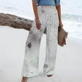 thumbnail image 2 of UTSJKR Deals Womens Wide Leg Pants Boho Floral Print Lounge Trousers High Waist Stretchy Flowy Flared Palazzo Pants with Pocket White XL, 2 of 5