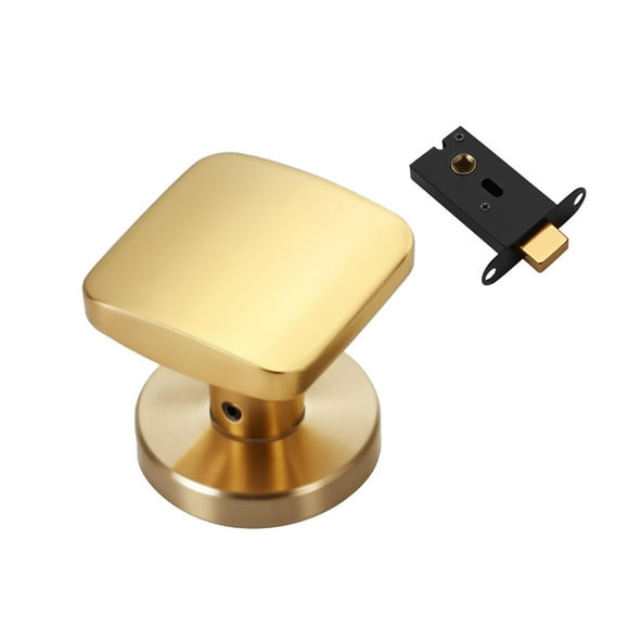 Tnarru Invisible Door Lock Interior Door Knob Single Side Zinc Alloy Hidden Lock Hardware Door Handle Lock for Closet Door Bathroom Golden