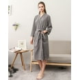 thumbnail image 3 of Women Waffle Knit Kimono Spa Robe Soft Cozy Breathable Lightweight Bathrobe with Side Pockets, 3 of 7