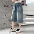 thumbnail image 5 of Landzoo Little Girls Back To School Pants Solid Color Elastic Waist With Pockets Fall Soft Girls Denim Trousers Size 5-6 Years, 5 of 9