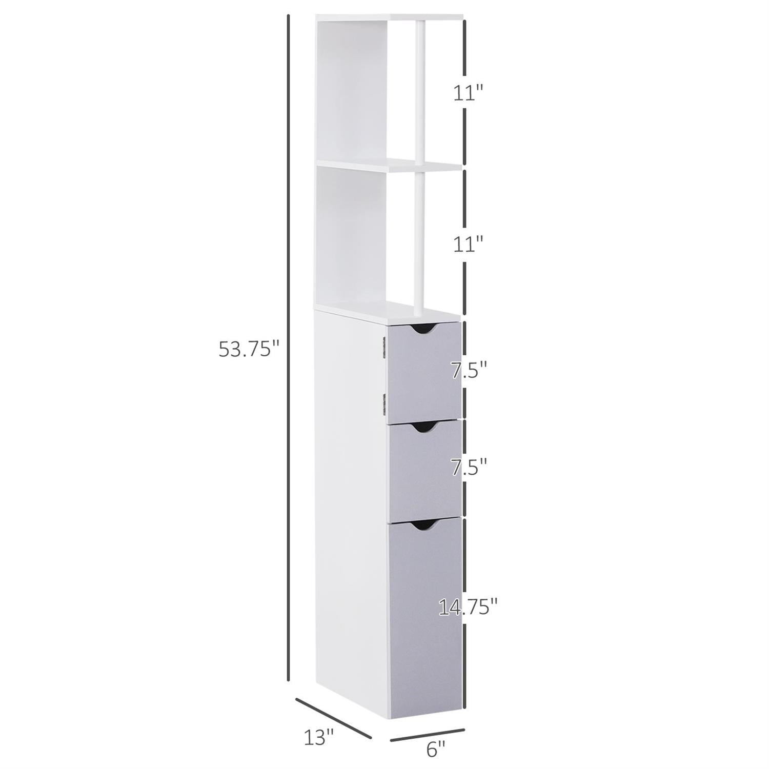 Demi Bonn 54" Tall Bathroom Storage Cabinet Tower, Freestanding Linen Organizer with 2-Tier Shelves & Drawers, White