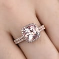 thumbnail image 7 of 5.25 Carat 10mm Cushion Cut Morganite Wedding Set Diamond Moissanite 10k Rose Gold Engagement Ring 8 Prongs 2pcs, 7 of 7