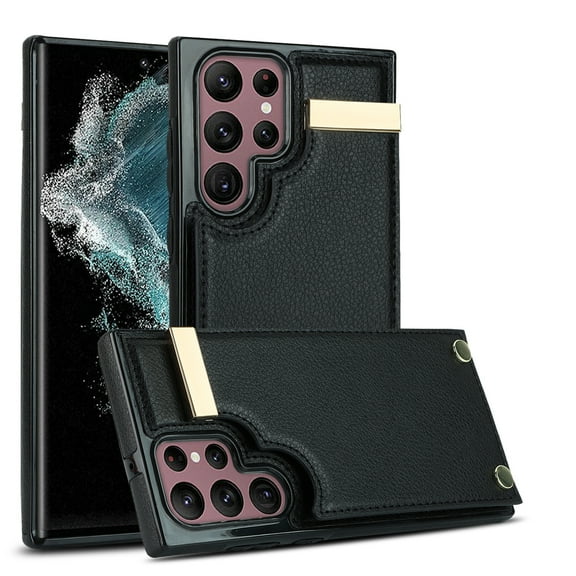 Metal Buckle Card Slots Phone Case For Samsung Galaxy S22 Ultra 5G
