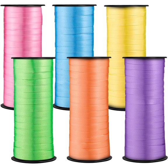 Meilimei 6 Rolls Curling Ribbon Set, Colorful Balloon String 600 Feet of 1/5 Inch for Arts Crafts Christmas Gift Wrapping Wedding Birthday Party