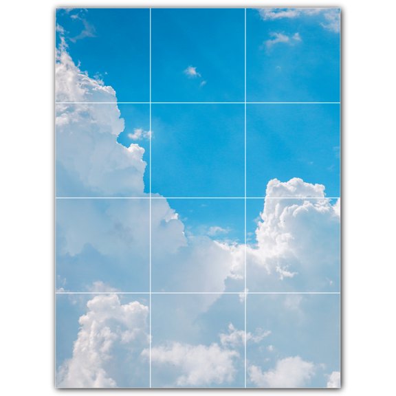Picture-Tiles.com: Clouds Ceramic Tile Wall Mural WAL500379-34S. 12.75"W x 17"H using (12) 4.25" x 4.25" Ceramic Tiles-Satin Finish