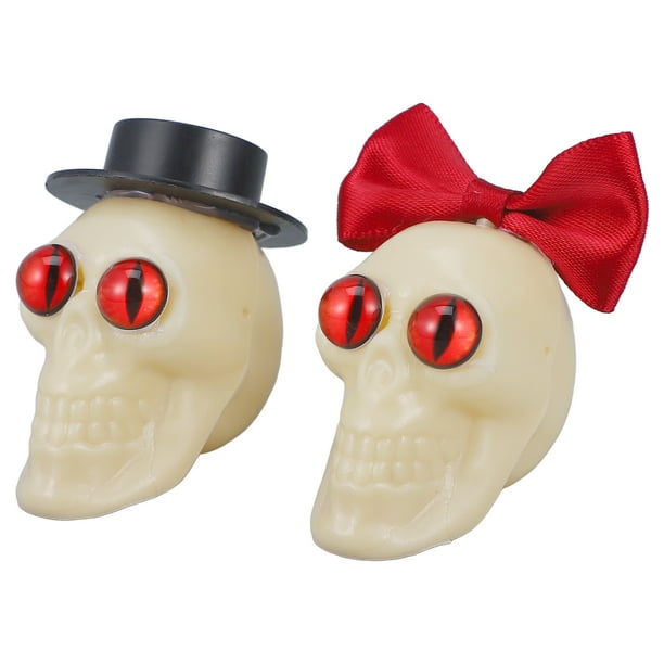 KAKOWELY 1 par de calaveras de Halloween para novia y novio, modelo de cabeza de calavera de simulación de escritorio