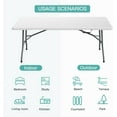 thumbnail image 3 of 6ft Folding Table Portable Plastic Indoor Outdoor Party Camping Dining Table with Carrying Handle, 3 of 5