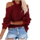 thumbnail image 2 of Pntutb Suéter con hombros descubiertos para mujer Suéter suelto de manga larga para otoño e invierno para mujer Pntutb Pntutb-359, 2 of 7