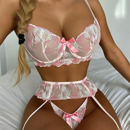 

Coappsuiop underwear for women Women s Fashion Pink Lace Embroidery Intimates Lace Split Suit womens lingerie