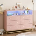 thumbnail image 1 of Commode avec Lumière DEL et Station de Recharge pour Chambre, Commode à 6 Tiroirs avec Rangement Ouvert, Commodes et Chiffonniers Meuble Télé pour Garde-Robe Moderne, 1 of 8