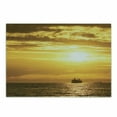 thumbnail image 1 of Nautical Cutting Board, Cargo Ship Sailing Away When Sun Goes down Disappears with Rays Art Photo, Decorative Tempered Glass Cutting and Serving Board, Small Size, Yellow, by Ambesonne, 1 of 1