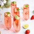 thumbnail image 4 of Kook 10.5 Oz Stemless Champagne Flutes Bar Glasses Set of 8, Fluted Glassware Set Bridal, 4 of 9