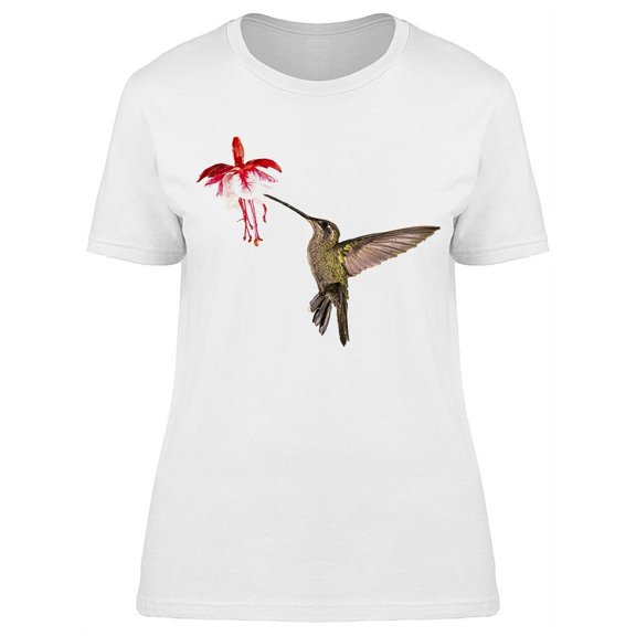 Hummingbird Feed Gorgeous Flower T-Shirt Women -Image by Shutterstock, Female XX-Large
