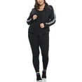thumbnail image 2 of Women's Active Tracksuit Sets 2 Piece Outfits Stand Collar Striped Track Jacket Top & Leggings, 2 of 4