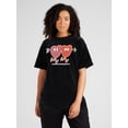thumbnail image 1 of Camiseta con estampado de corazones para San Valentín, informal, de cuello redondo y manga corta, de punto, ideal como regalo para parejas, para mujer., 1 of 7