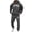 Dark Gray, variant on Mens Sweatsuits 2 Piece Set Long Sleeve Loose Fit Fluffy Hooded Print Sweatshirts And Banded Bottom Sweatpants Fall Winter Athletic Cozy Sweat Suit