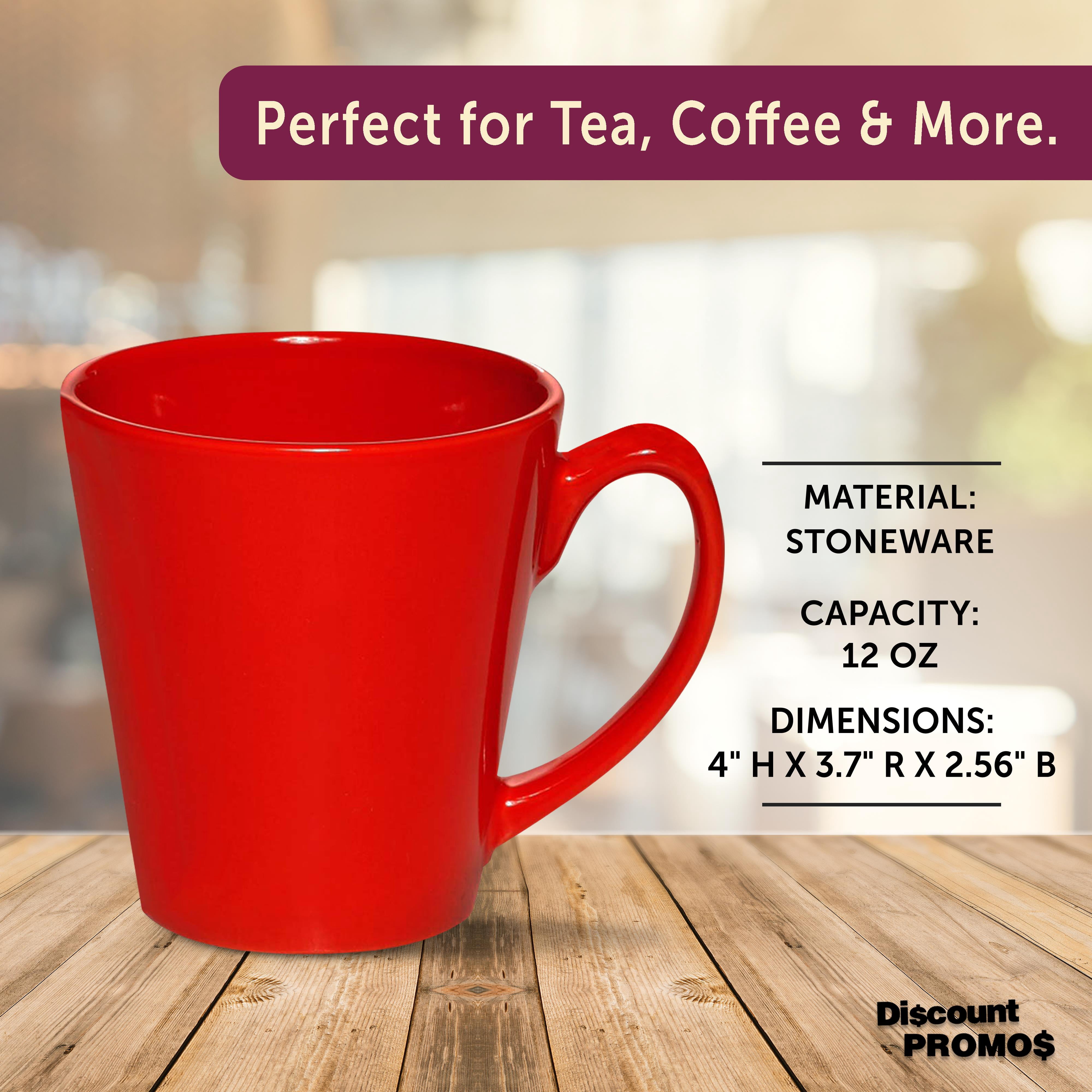 Glossy Ceramic Latte Coffee Mug 12 oz. Set of 10, Bulk Pack - Perfect for Tea, Espresso, Cappuccino, Hot Cocoa - Red