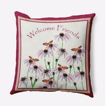 18" x 18" Simply Daisy Welcome Friends Polyester Accent Pillow, Bold Pink Qty 1
