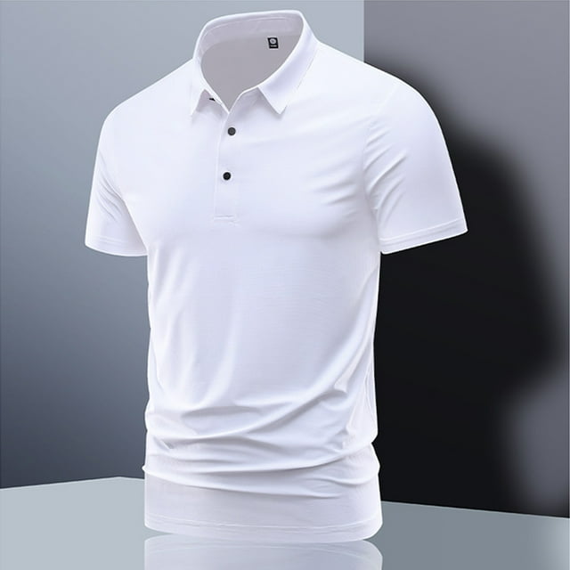 pstuiky Camisas de manga corta para hombre, Blusa/camisa informal de verano para hombre, de color liso, de manga corta y cuello doblado ropa de hombre xxl