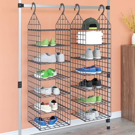 vidaXL Hanging Closet Organizer with 7 Shelves 2 pcs