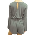 thumbnail image 3 of Womens Casual Stretch Long-Sleeve Plunging Deep V-Neck Romper Playsuit, 3 of 6