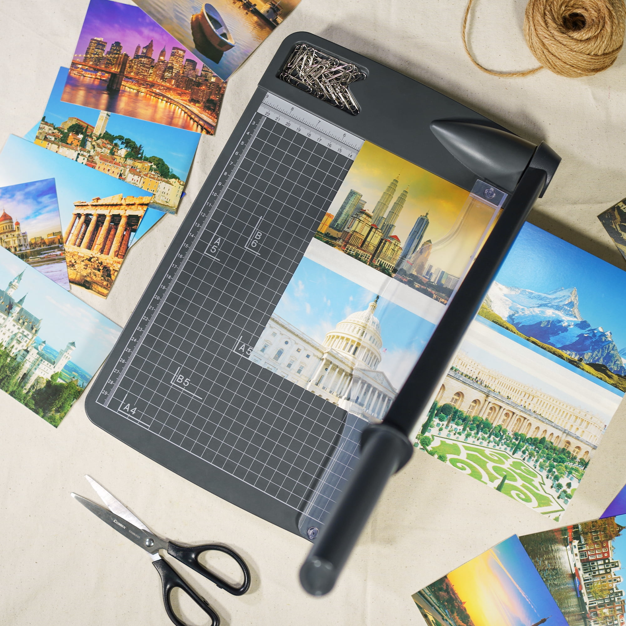 Paper Cutter 12" Cut Length Paper Trimmer, Guillotine Trimmer with 12sheet Capacity Paper Cutting Board, Heavy Duty Guillotine Paper Cutters and Trimmers for Cardstock Paper Crafts Paper Slicer