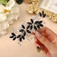 thumbnail image 3 of Crystal Bride Wedding Hair Comb Silver Leaf Bridal Hair Accessories Rhinestone Party Prom Hair Piece for Women and Girls (B Blue), 3 of 4