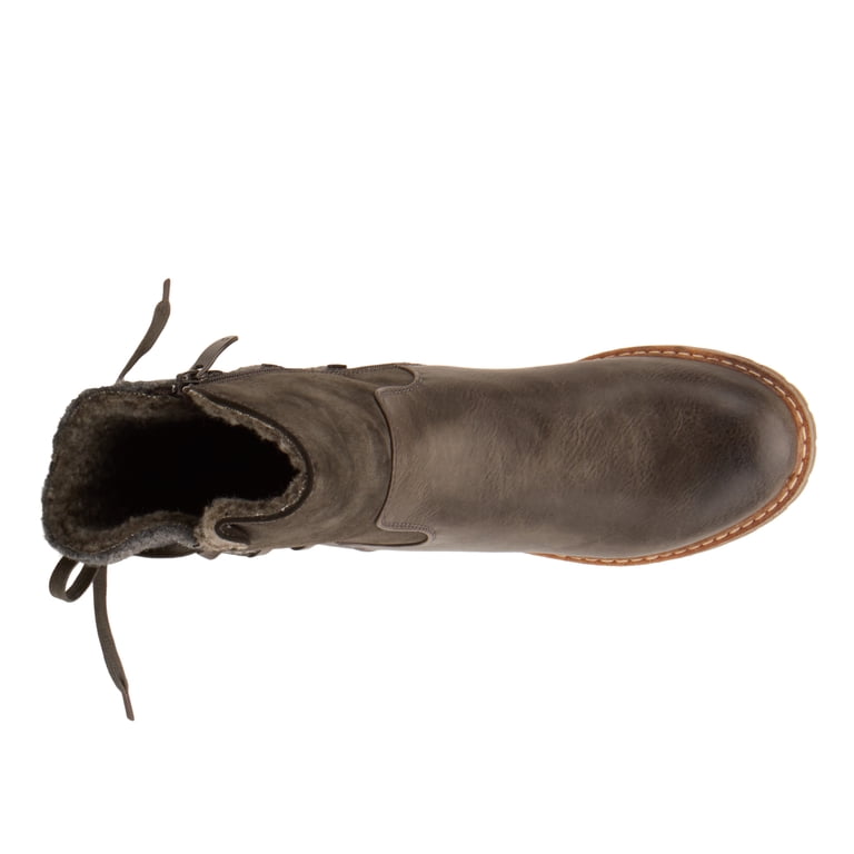 PATRIZIA Women's Dawna Pull-On Boots - Faux Leather & Wool Ankle Boots With Faux Fur Lining
