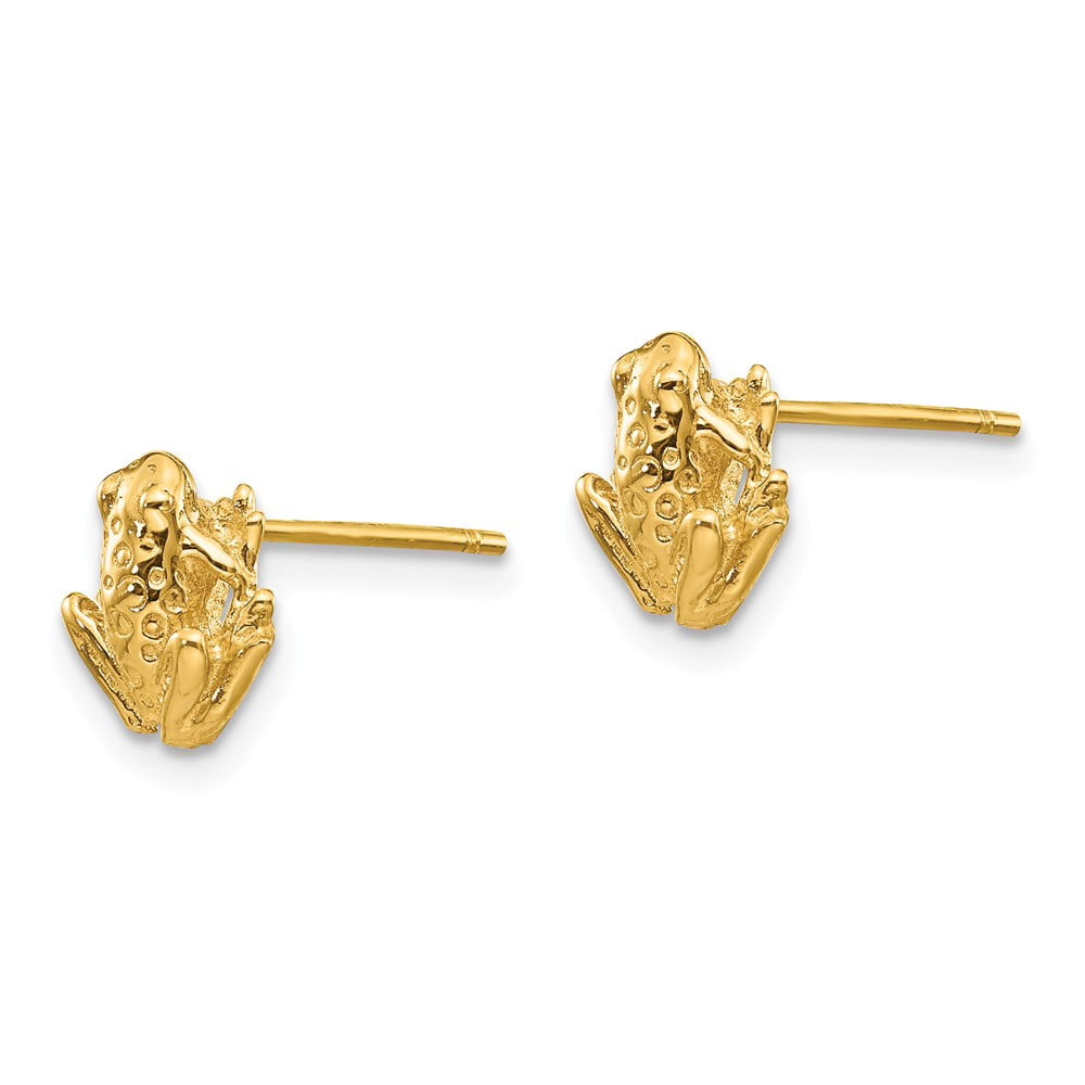 FB Jewels Solid 14K Yellow Gold Mini Manatee Post Earrings 