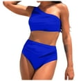 thumbnail image 4 of Women's High Waisted Bikini Sets for Women Tummy Control Swimsuits Neon Two Piece V Neck Drawstring Bathing Suits Gibobby(XL,Blue), 4 of 9