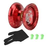 Kids Yoyo Toy Unresponsive Bearing Stable Rotation Cool Looking Alloy Yoyo Ball with Glove Strings Red Golden
