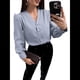 thumbnail image 3 of Blusas Informales de Negocios para Mujer, Camisas de Verano de Larga con Botones y Cuello en V, Blusas de . Gris L, 3 of 8