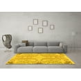 thumbnail image 3 of Ahgly Company Machine Washable Indoor Round Abstract Yellow Modern Area Rugs, 4' Round, 3 of 4