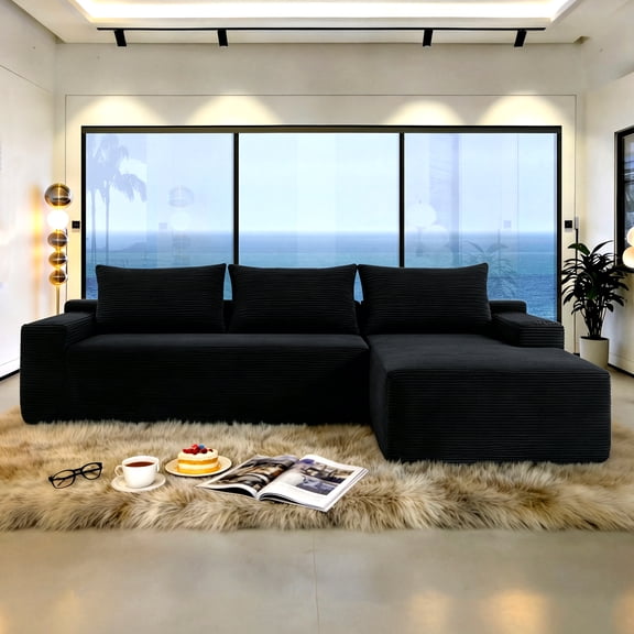 NEW 96.9" Cloud Sectional Couch with L-Shape Chaise,Modern Modular Sofa with Deep Seat, Upholstered Couches for Living Room Bedroom,No Assembly
