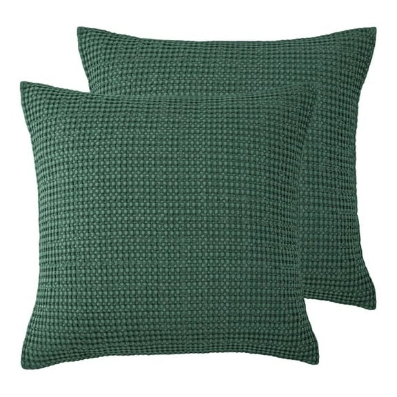 - Mills Waffle - Euro Sham (Set of Two) - Forest Green - Sham Size (26x26in.), No Insert