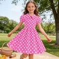 Afdoent Girls Dress Kids Summer Casual Short Sleeve Polka Dot Dress — free download